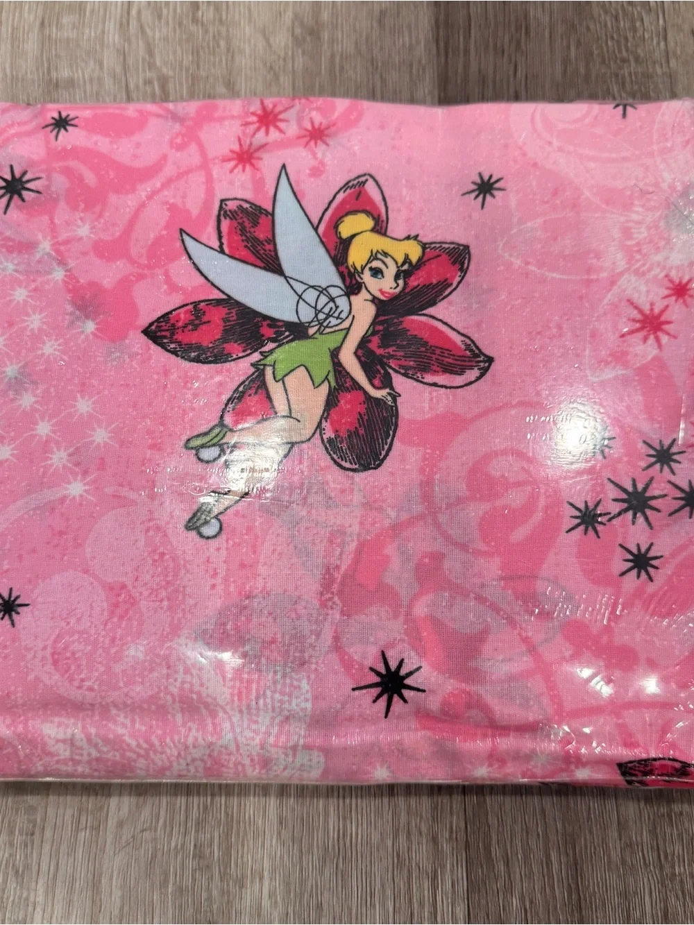 NIP Disney Home Pink Tinker Bell Twin Flat Sheet Cotton Blend USA Made